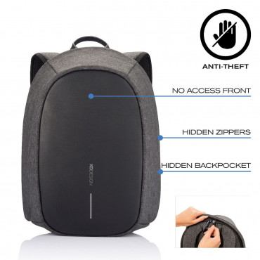 BOBBY CATHY ELLE PROTECTIVE BLACK Рюкзак антизлодій з кнопкою тривоги XD Design